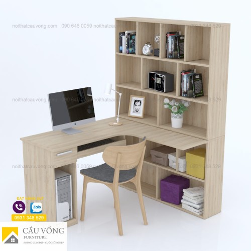 Bàn học, bàn làm việc có kệ sách BHE85