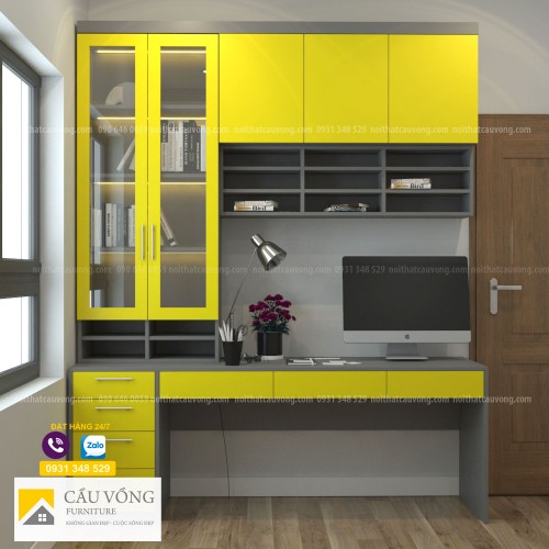 Bàn làm việc có tủ treo tường BLV85 Bàn làm việc có tủ treo tường BLV85