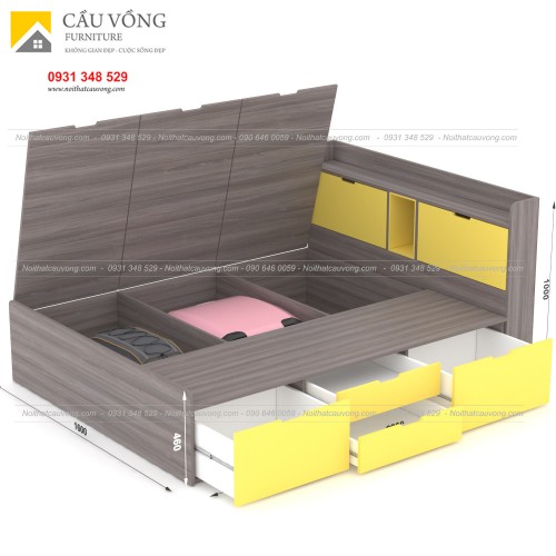 Giường ngủ đẹp có ngăn kéo gỗ công nghiệp - GCV31