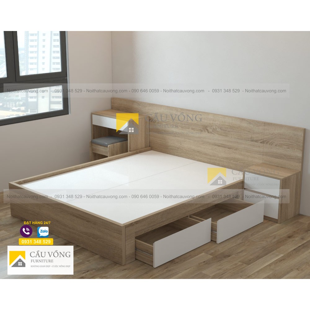 Giường ngủ gỗ ép giá rẻ GCV45