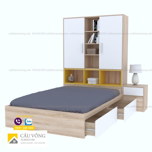 Giường ngủ kết hợp tủ sách GTE91