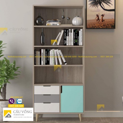 Giá sách trang trí phòng khách hiện đại KS74 Giá sách trang trí phòng khách hiện đại KS74