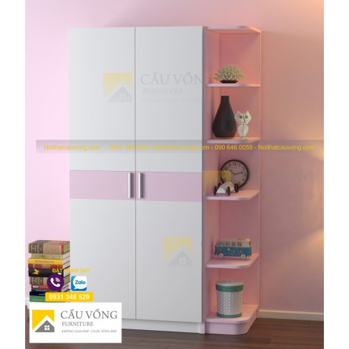 Tủ áo trẻ em màu hồng TTE94