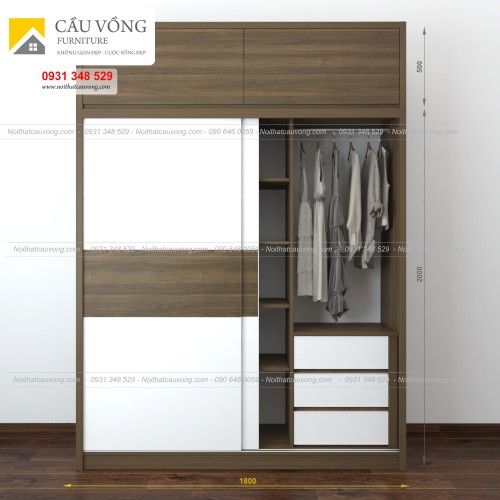 Tủ quần áo cửa lùa gỗ công nghiệp TA61