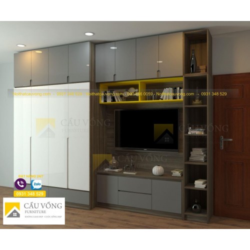Tủ áo kết hợp kệ tivi đẹp TA62