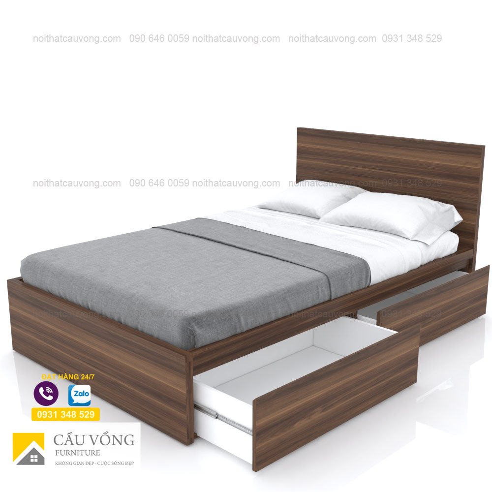 Giường ngủ nệm 1m2 có ngăn kéo GCV34