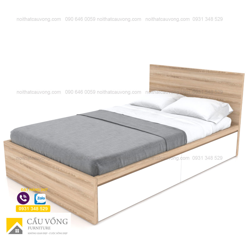 Giường ngủ nệm 1m2 có ngăn kéo GCV34