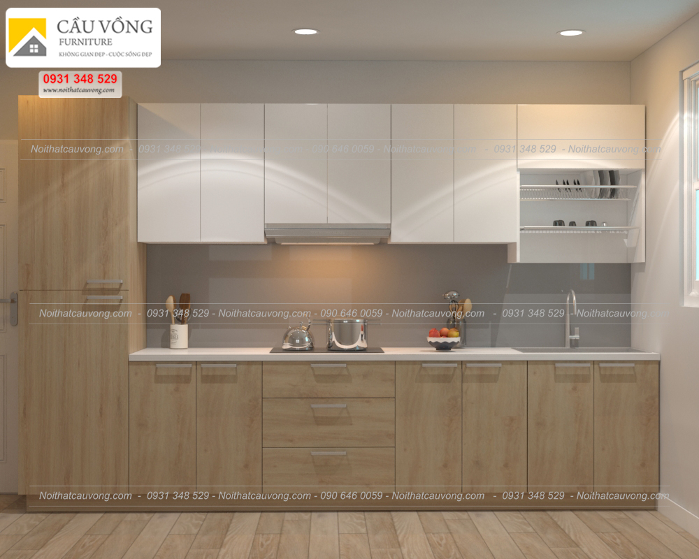 Với mẫu tủ bếp gỗ đơn giản, không gian bếp của bạn sẽ trở nên sang trọng và đẳng cấp hơn trong năm